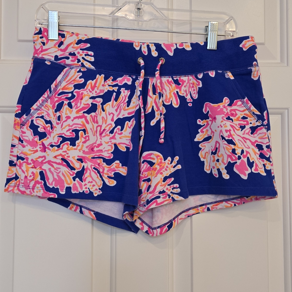 Lilly Pulitzer Blue and Pink Coral Athletic Shorts